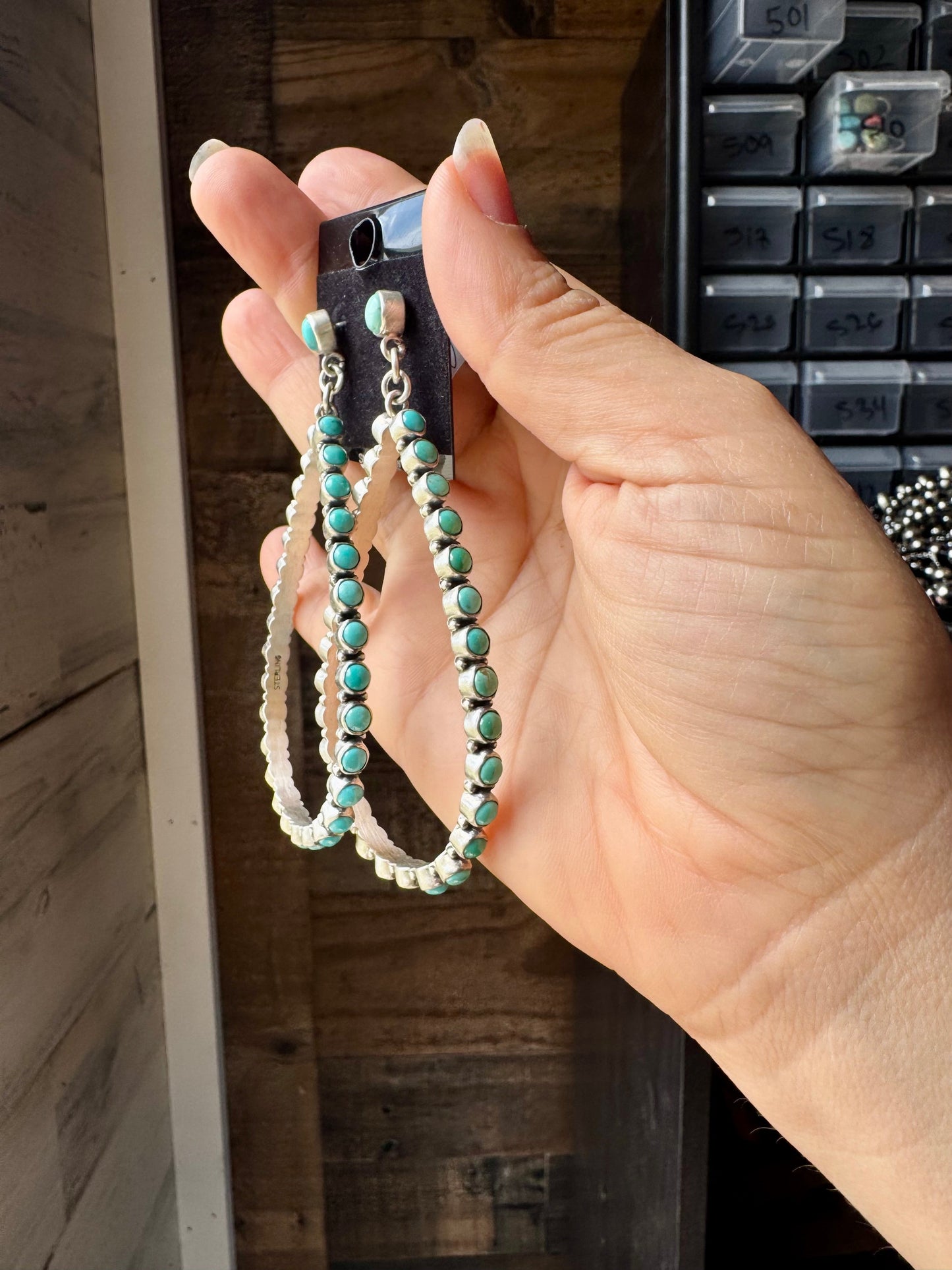 Kingman Turquoise Teardrop Dangle Earrings – Sterling Silver