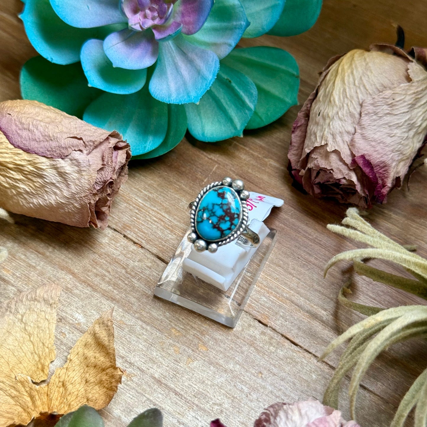 SS Egyptian Turquoise Medicine Man Eye Stamped Stacking Ring by Jason Ogg