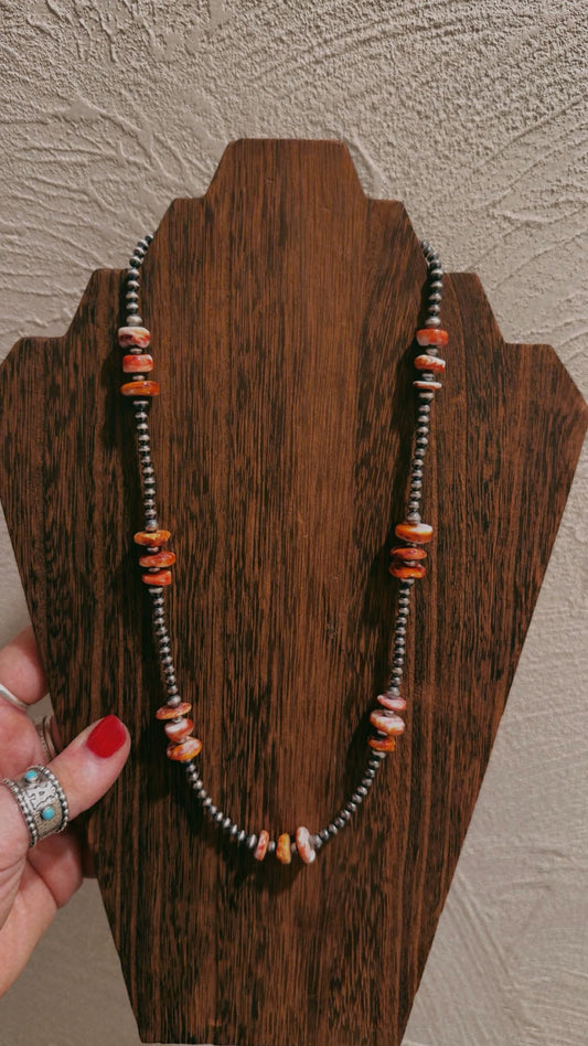 22" Orange Spiny with 4MM/5MM pearls