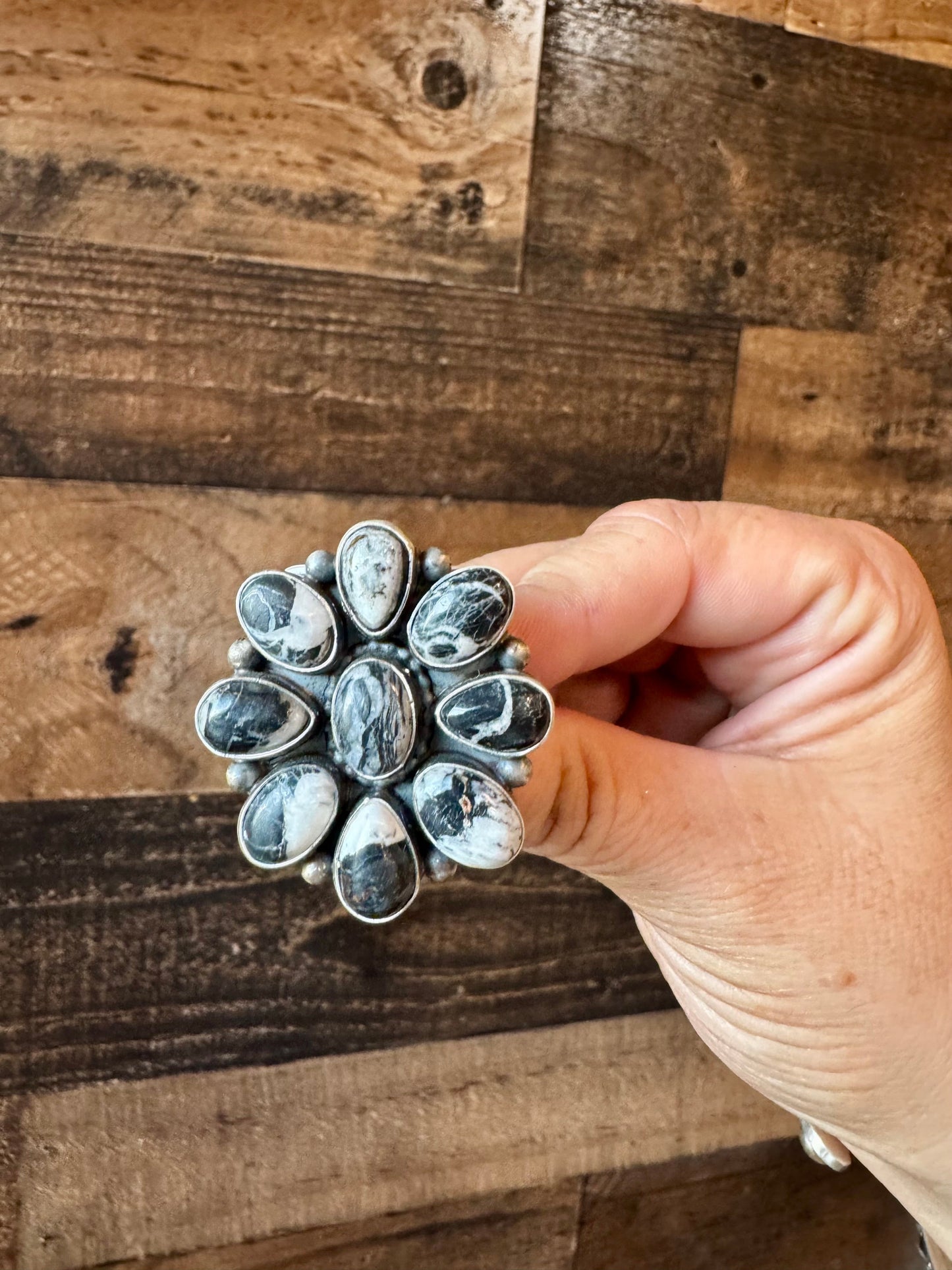 Cluster ring - size 8.5 - White Buffalo