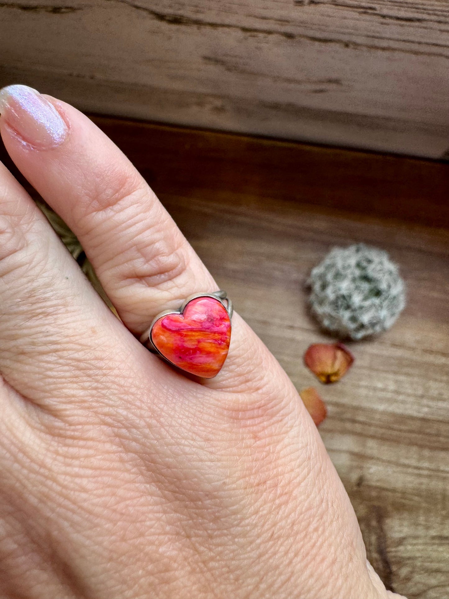 Heart Ring - Size 6 - Dahlia ring and sterling silver