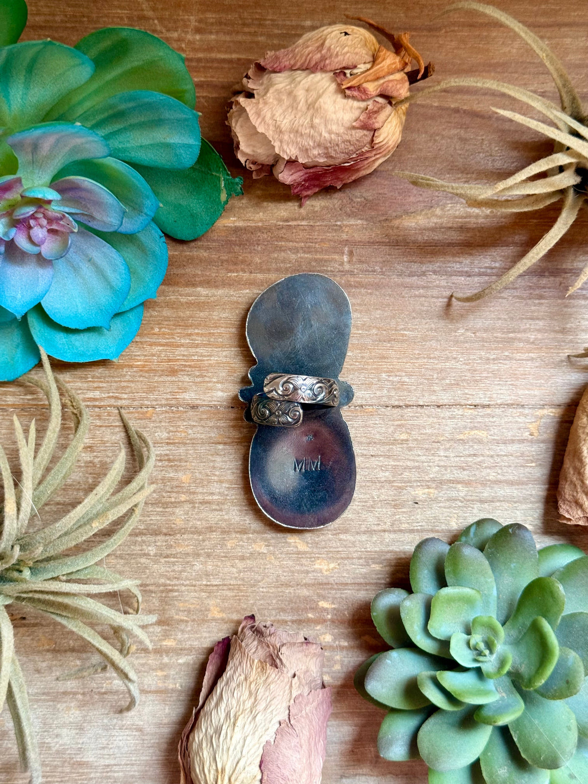 Two-Stone Blue-Green Turquoise Statement Ring