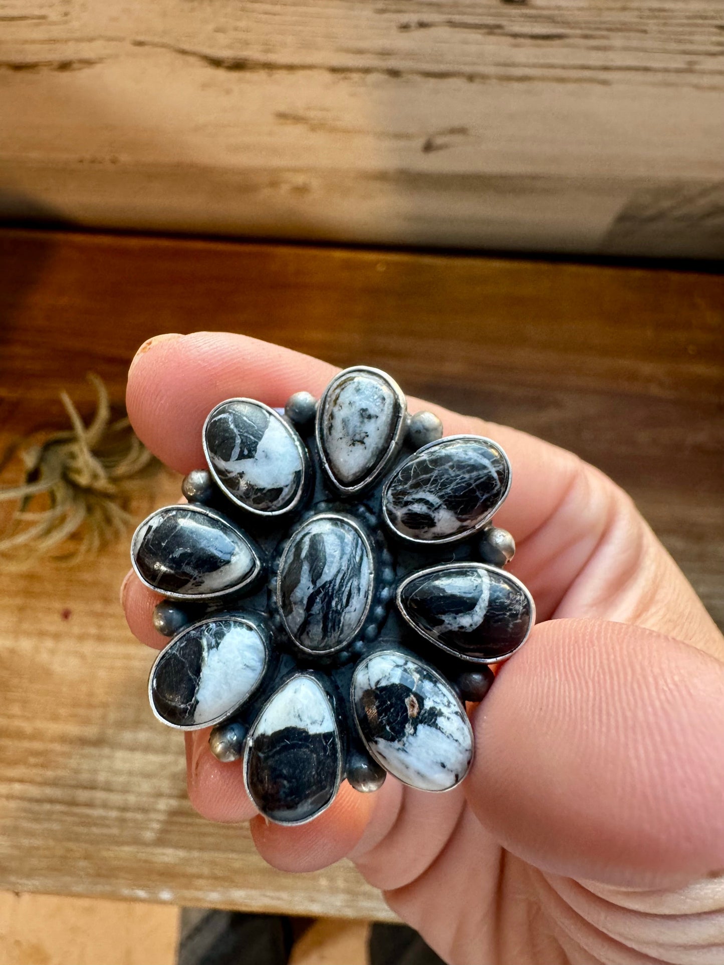 Cluster ring - size 8.5 - White Buffalo