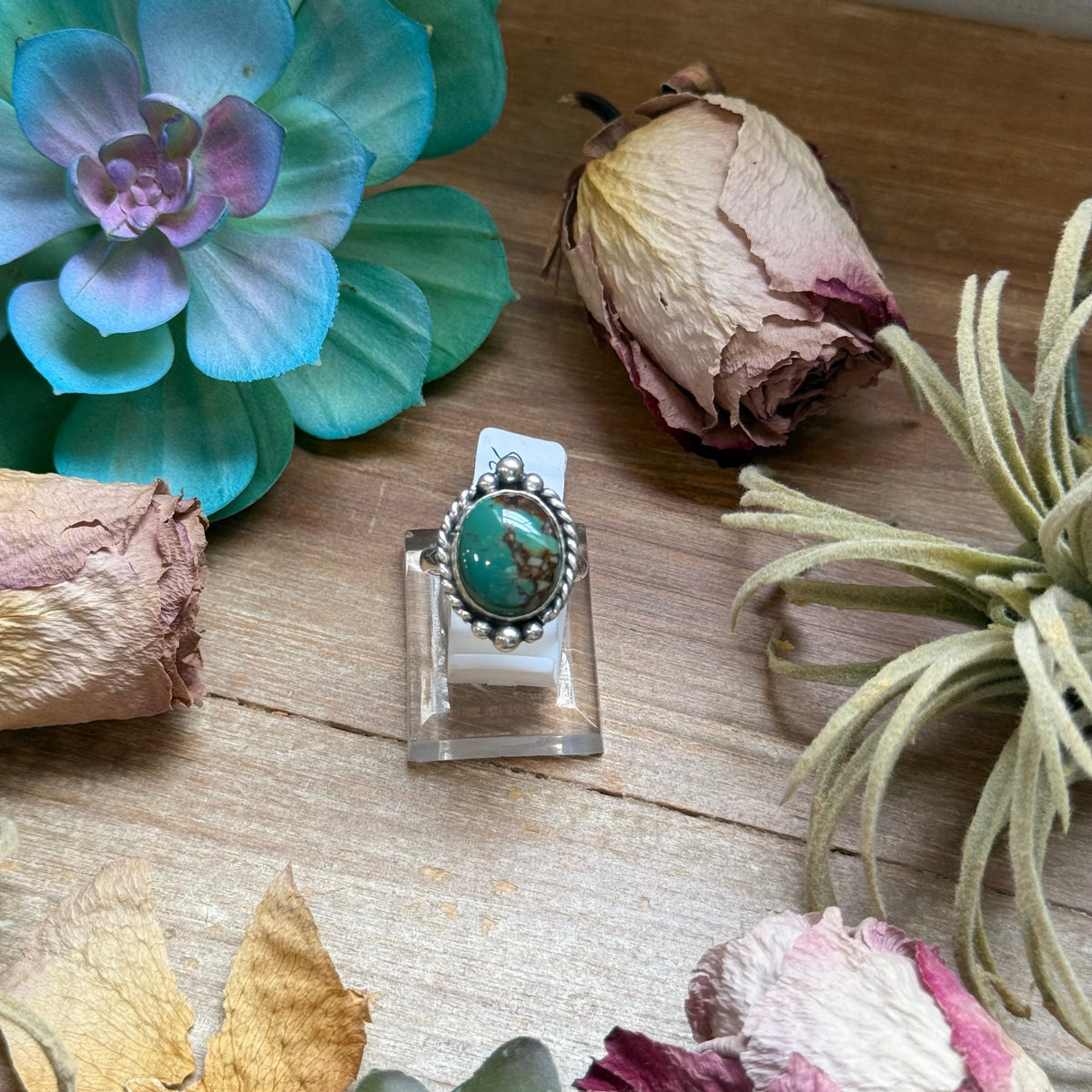 SS Royston Turquoise Medicine Man Eye Stamped Stacking Ring by Jason Ogg