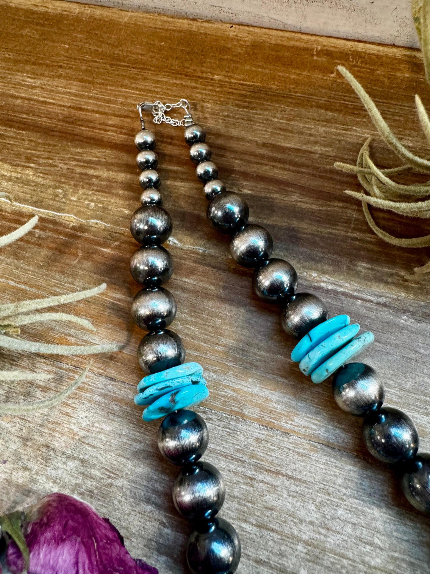 NFR Collection Necklace – 8MM & 14MM with 20MM Turquoise Disc – 23.5"