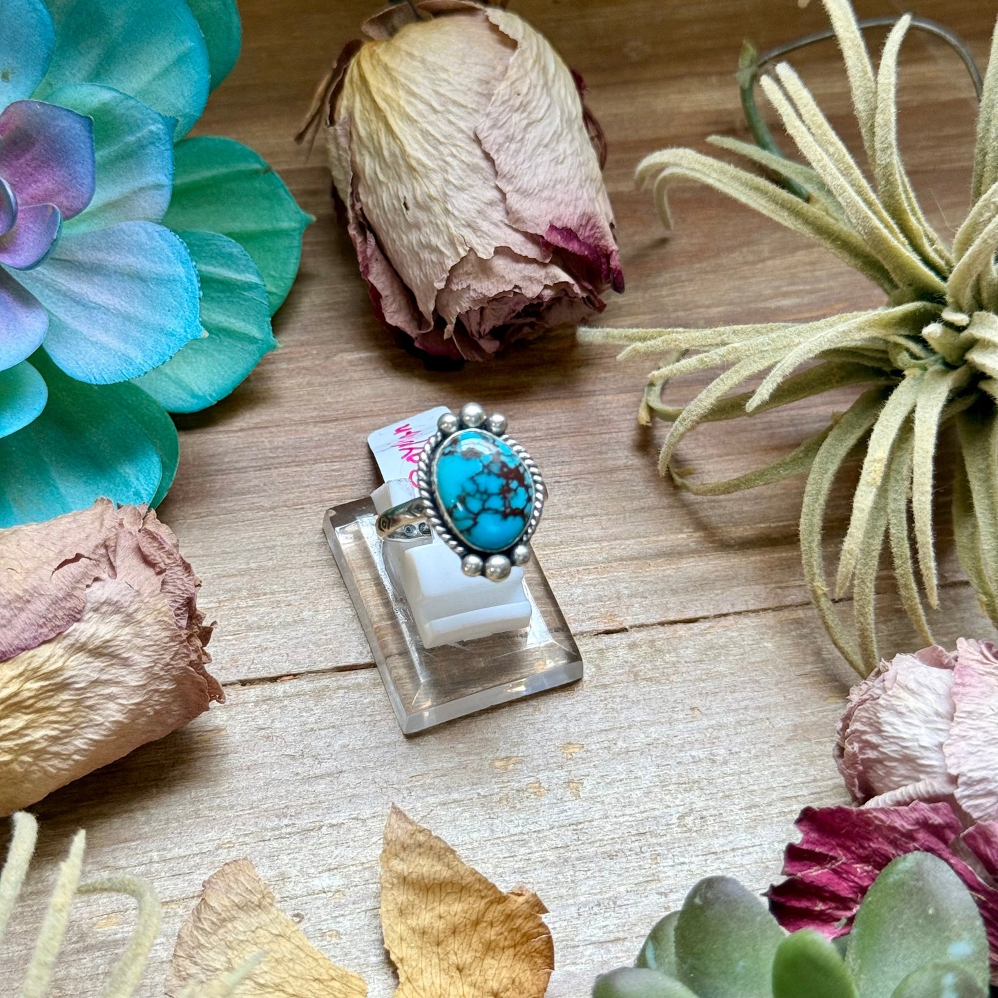 SS Egyptian Turquoise Medicine Man Eye Stamped Stacking Ring by Jason Ogg