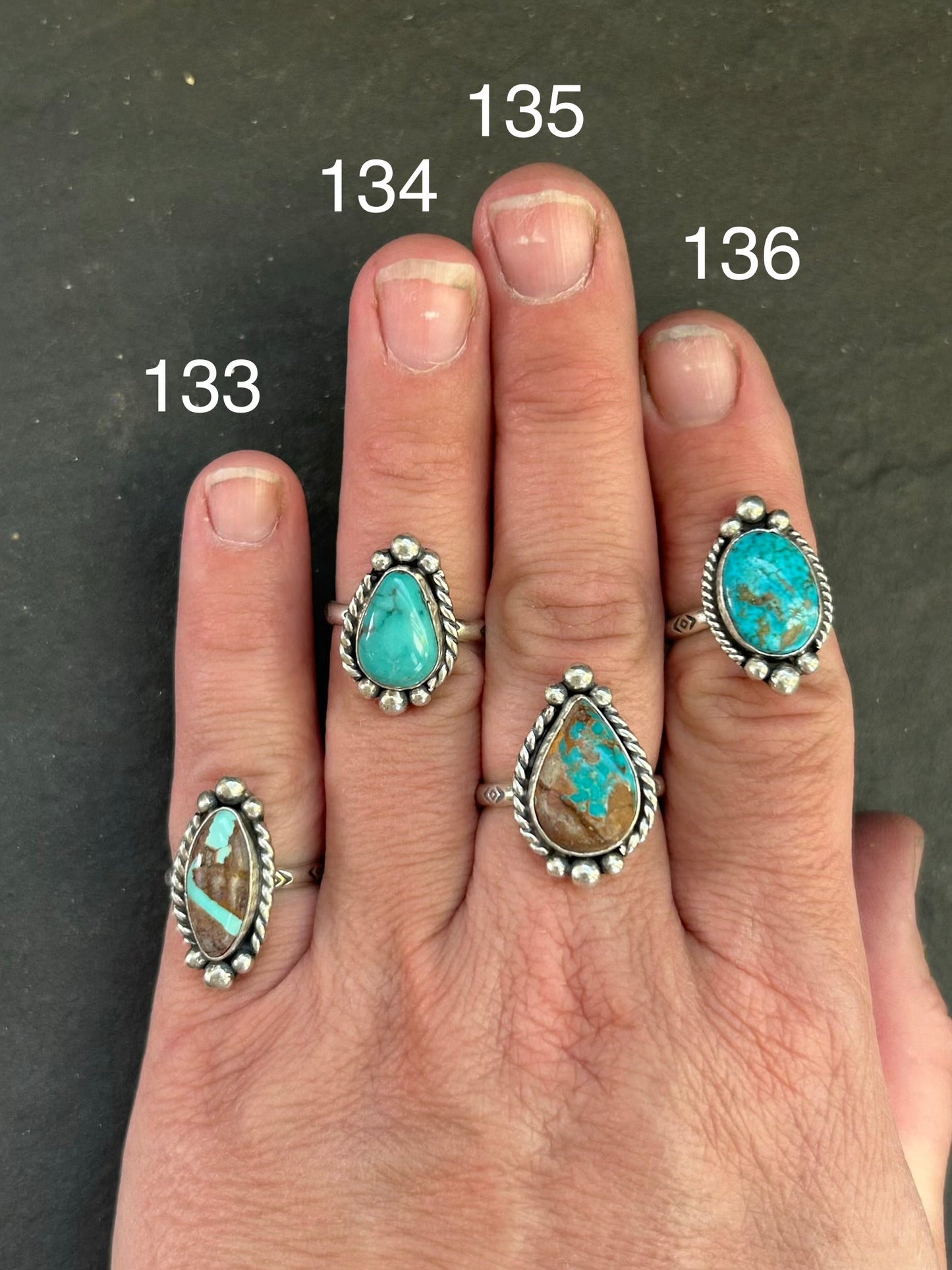SS Ribbon Royston Turquoise Medicine Man Eye Stamped Stacking Ring by Jason Ogg