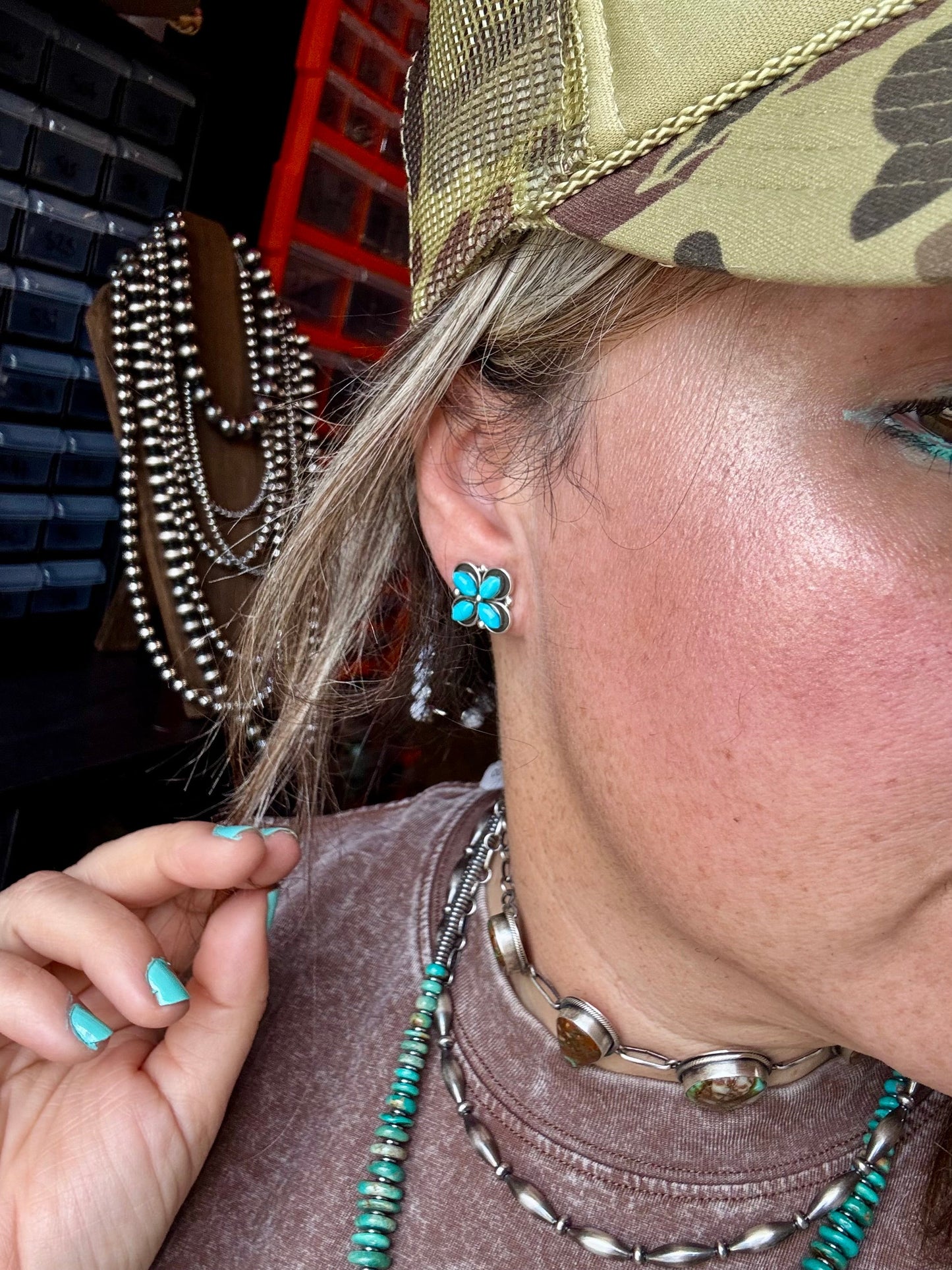 Zuni Stud Earrings – Turquoise