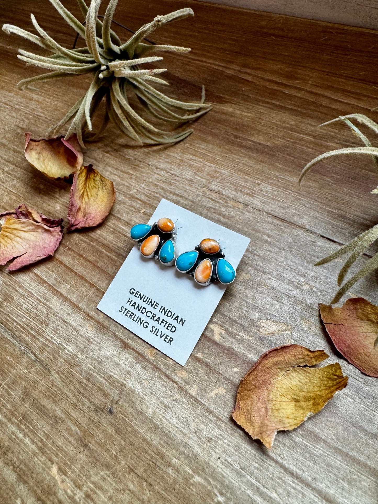 Orange Spiny & Turquoise studs - Stamped Marcella James