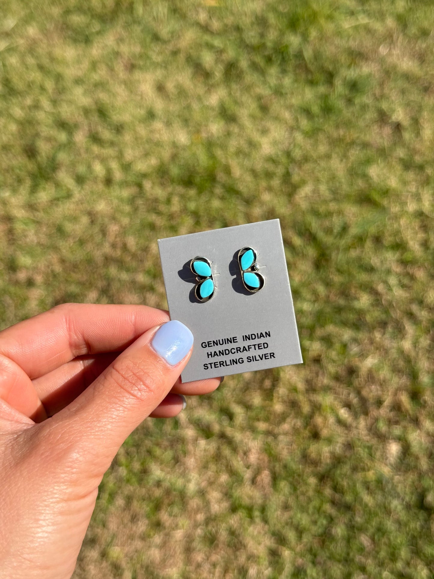 SS Kingman Turquoise Stud Earrings