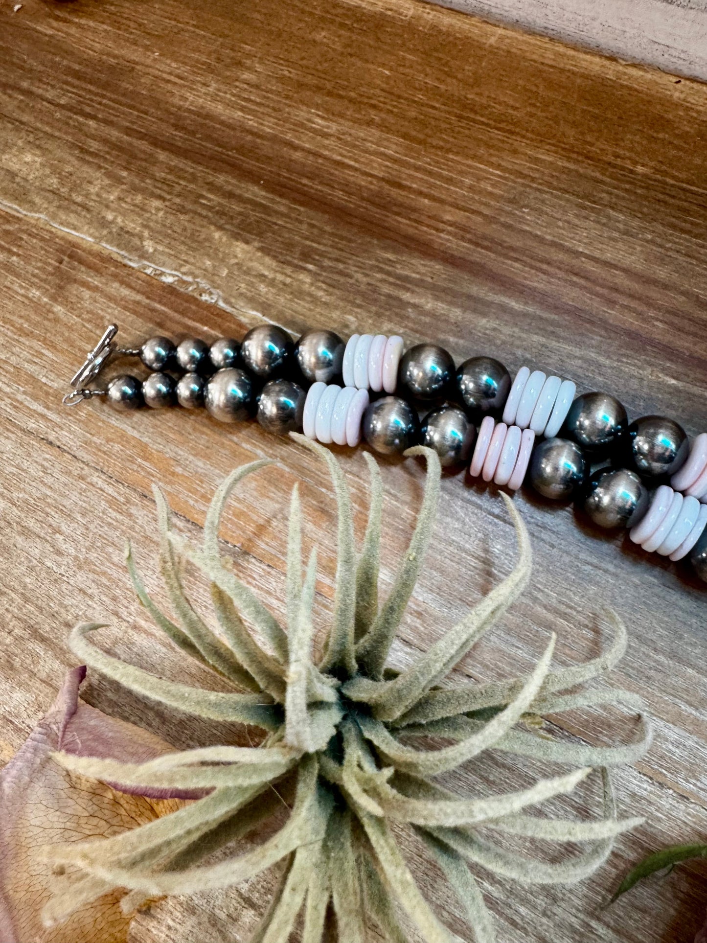 NFR Collection Necklace – 12MM with 10MM Pink Conch Rondelles – 30"