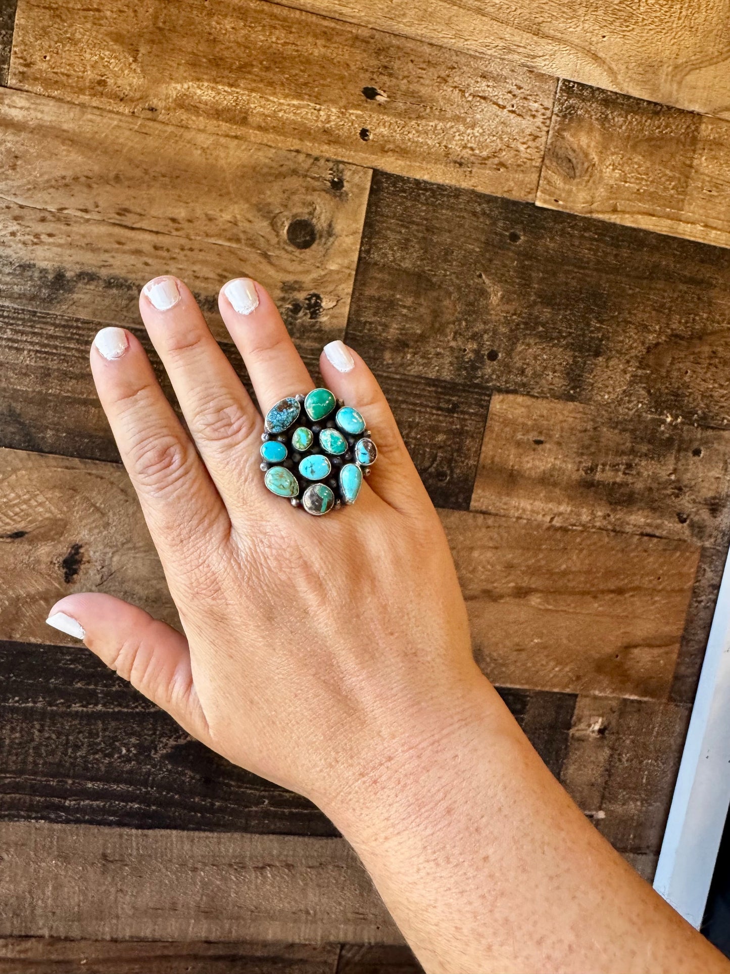 Cluster ring - size 6.5 - Sonoran Gold turquoise ring