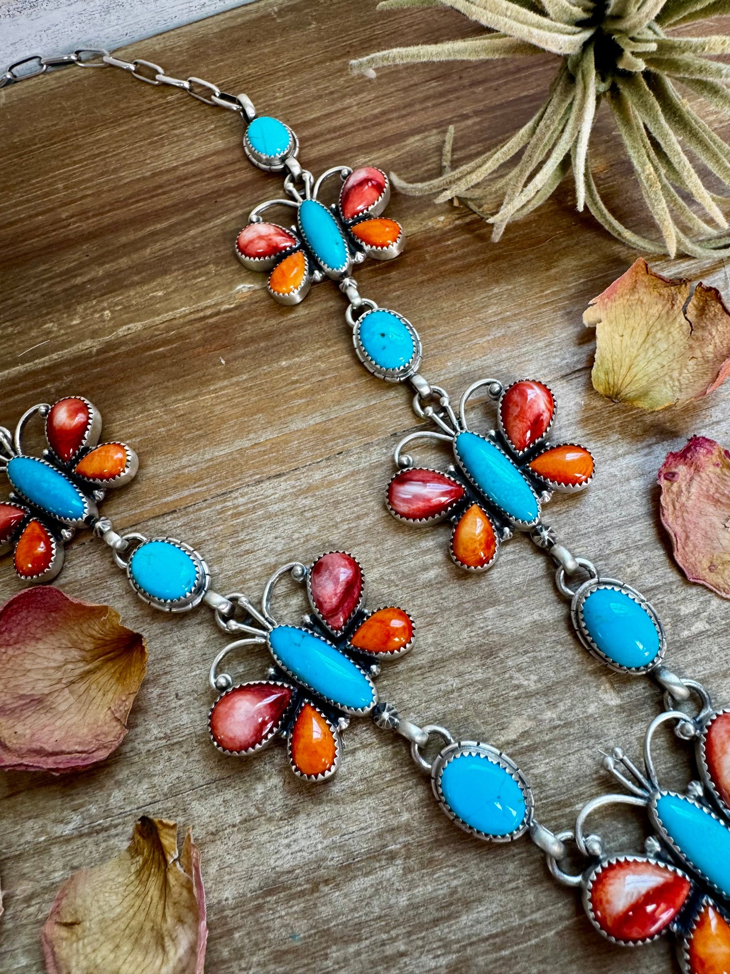 Massive Butterfly Necklace – Kingman Turquoise & Spiny Oyster – 32.5 Inch