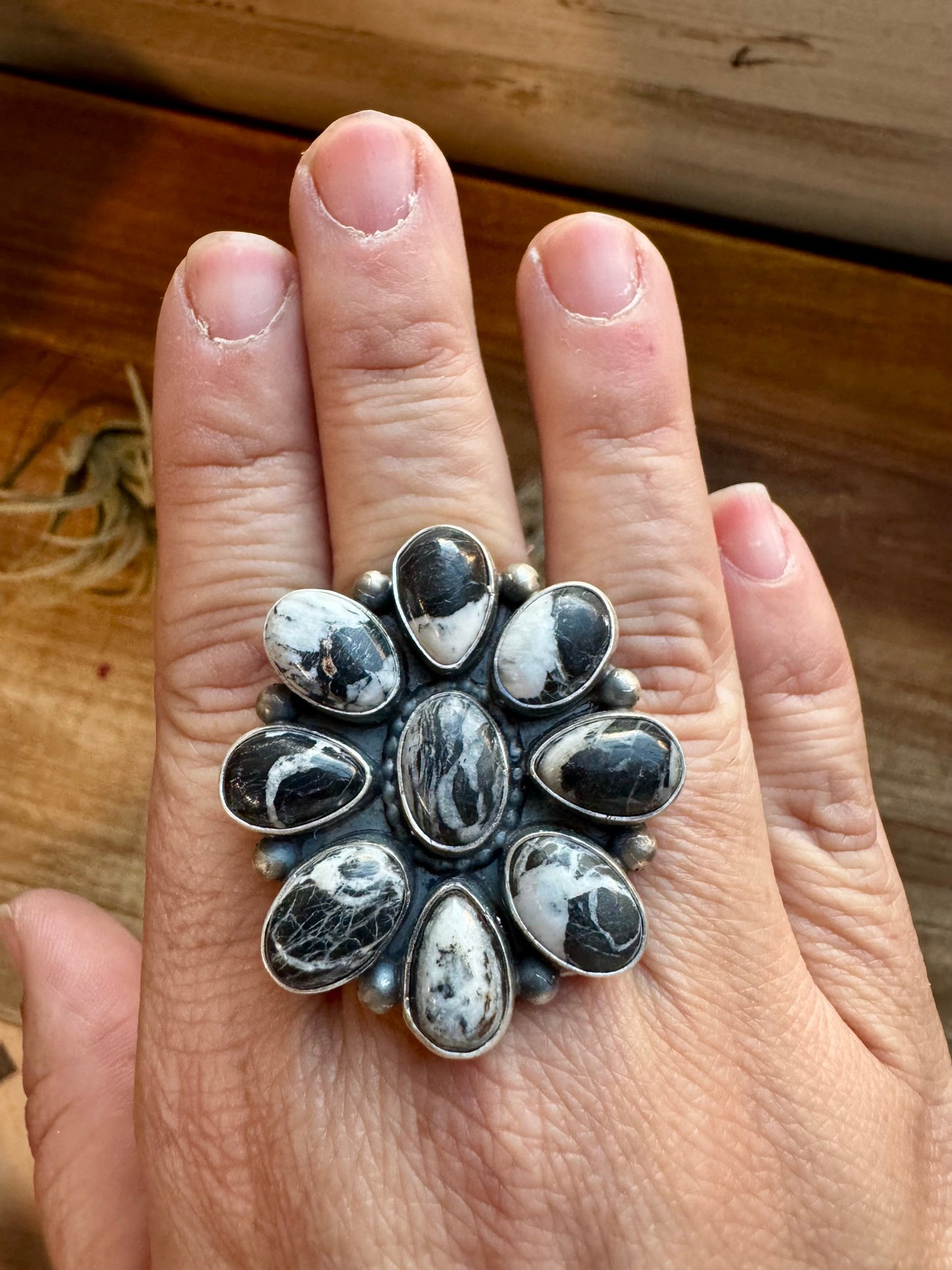 Cluster ring - size 8.5 - White Buffalo