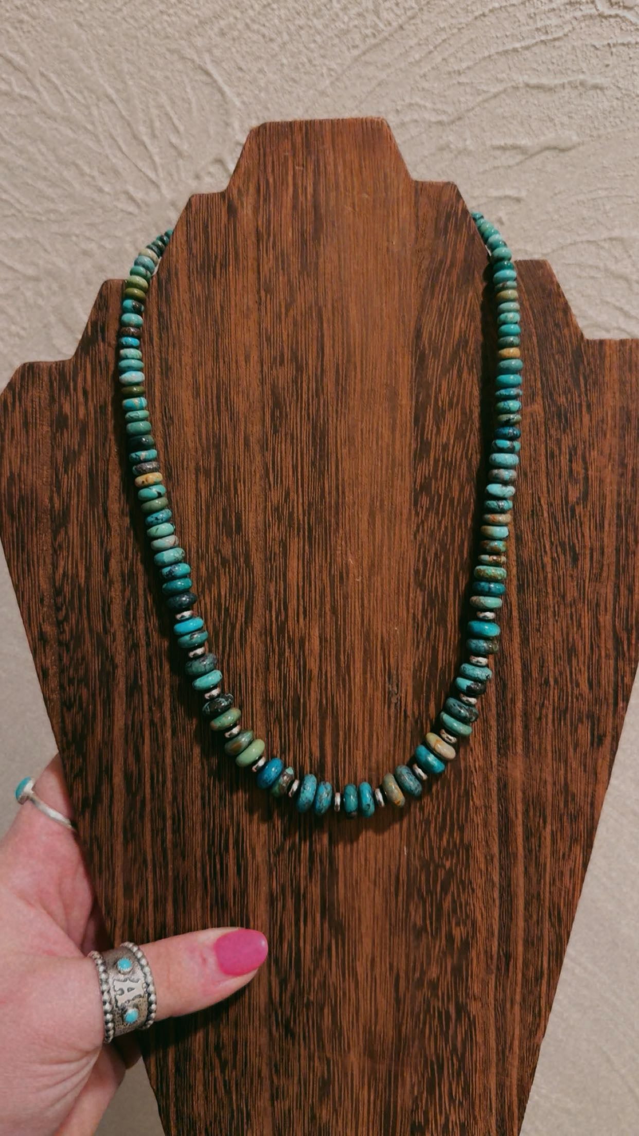18” 5MM turquoise rondelle with saucers