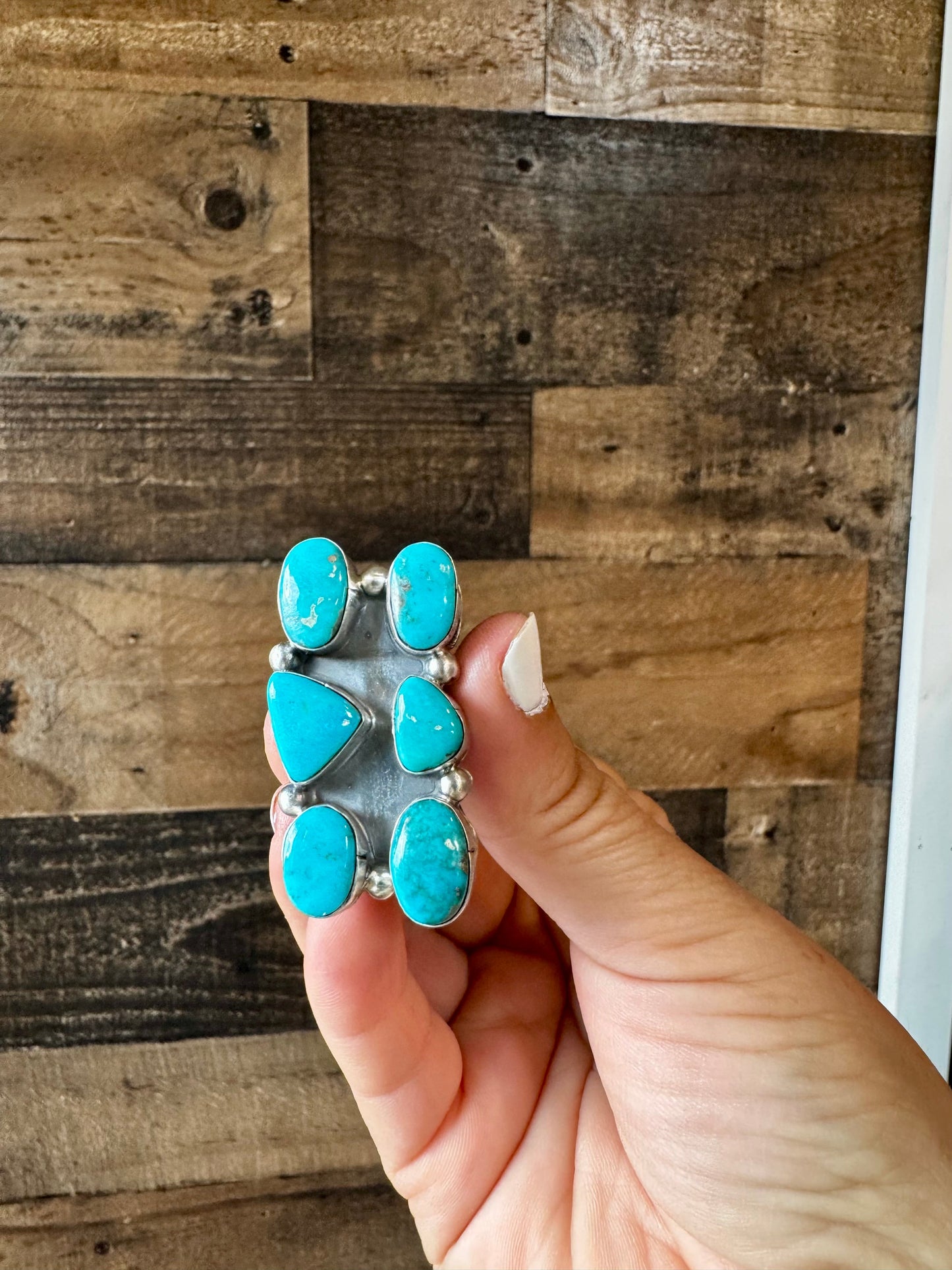 Long Ring - size 6 - Kingman turquoise