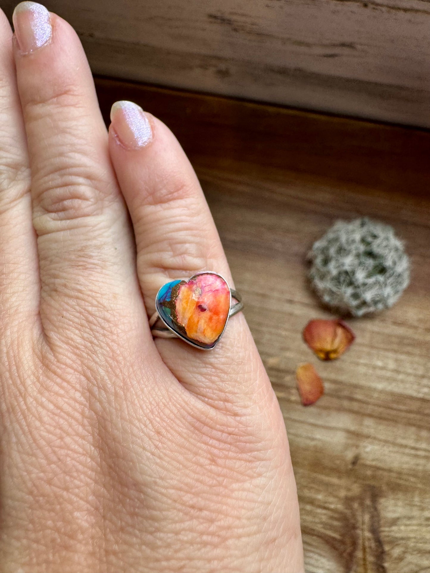 Heart Ring - Size 6 - Dahlia ring and sterling silver