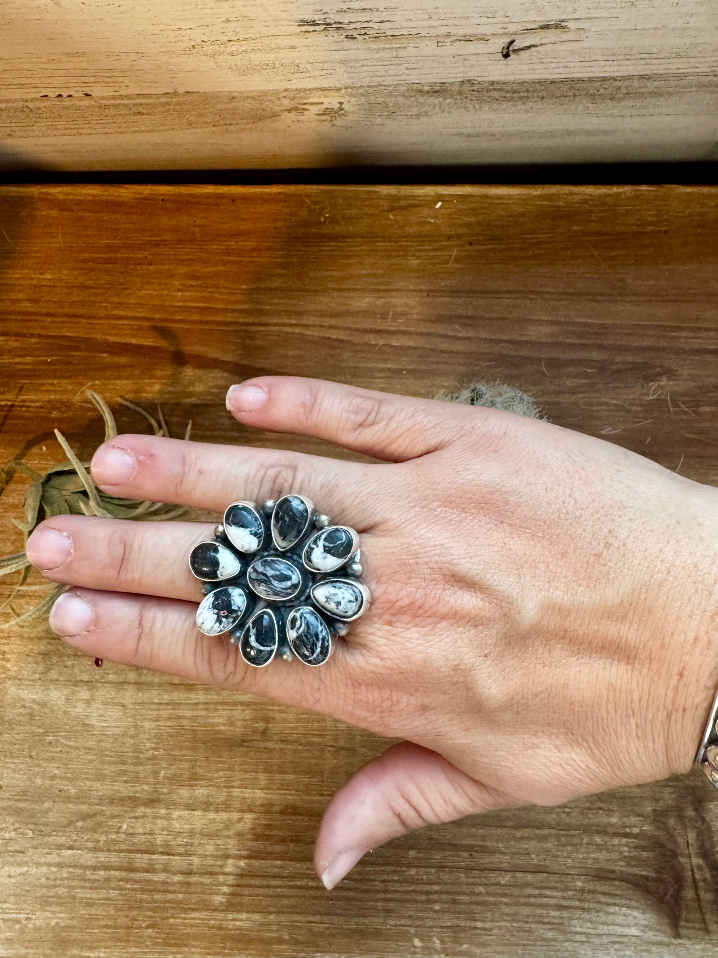 Cluster ring - size 8.5 - White Buffalo