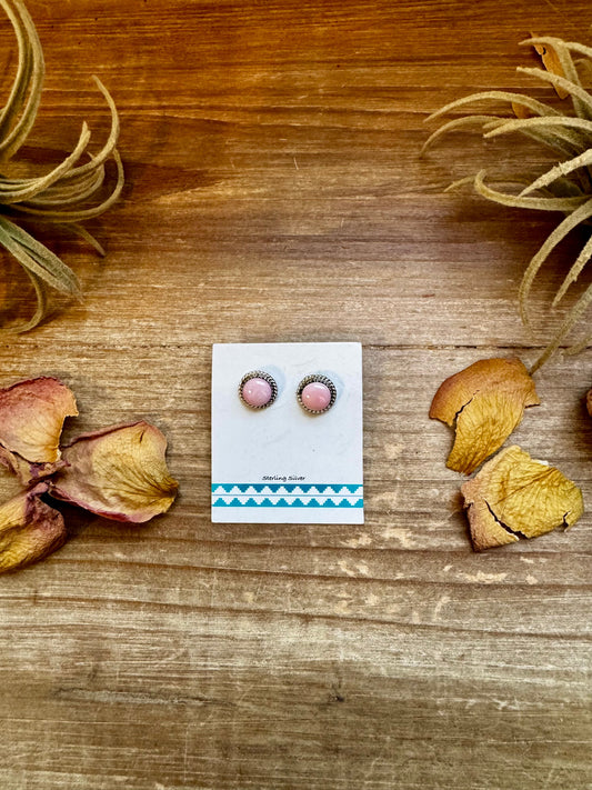 Pink Conch Stud Earrings by Esther White – Sterling Silver