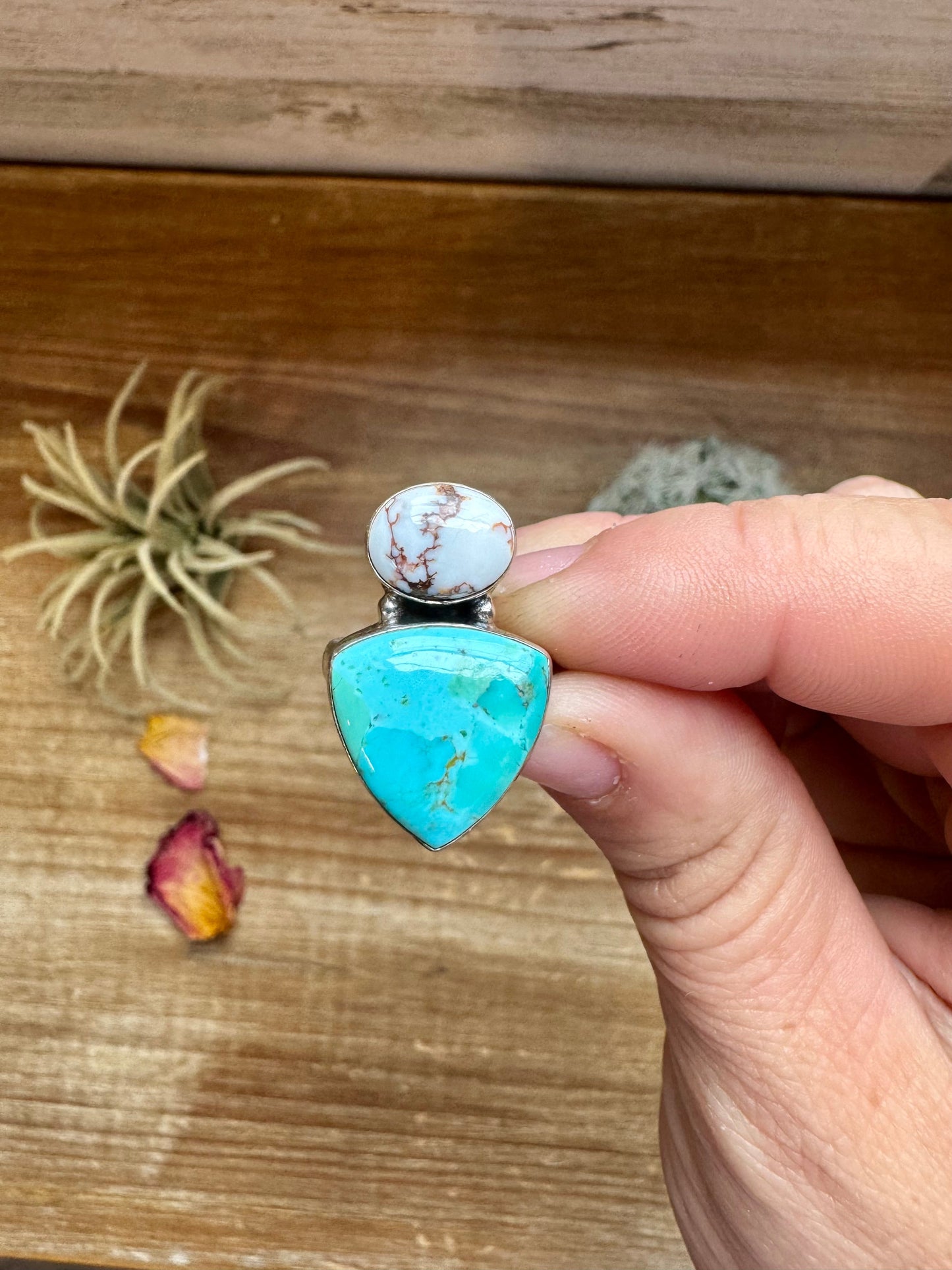 Kingman turquoise and Wild horse ring - size 5