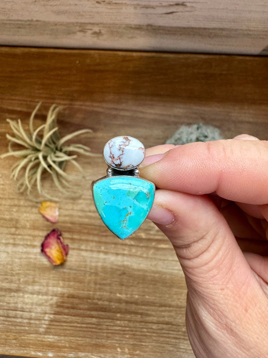 Kingman turquoise and Wild horse ring - size 5