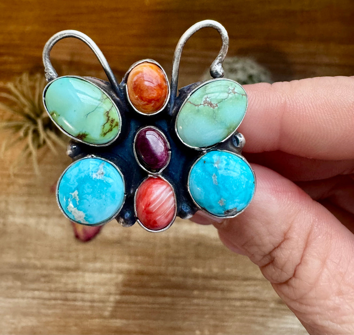 Butterfly Ring - Adjustable - Mix Stone & Sterling Silver III