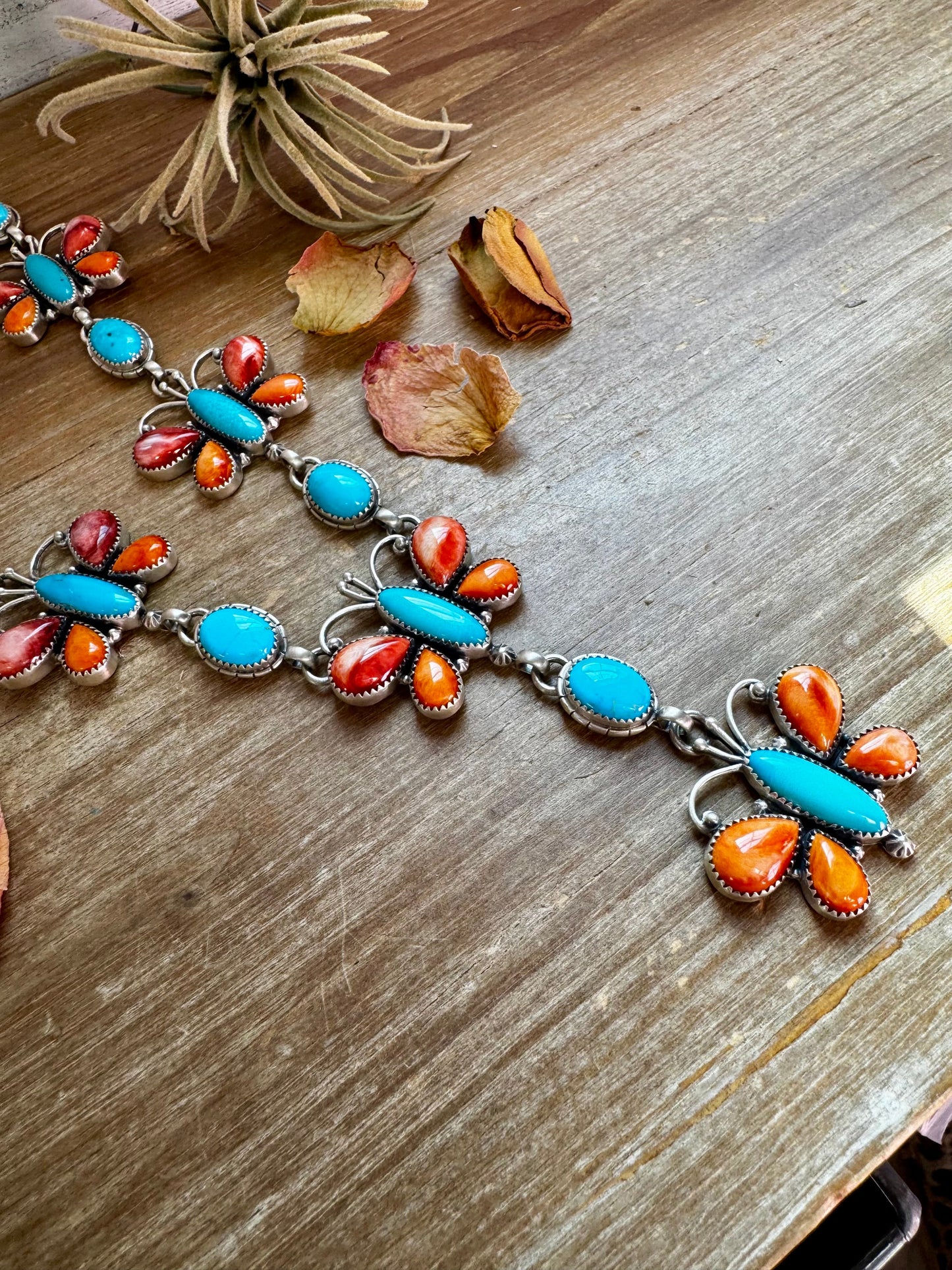 Massive Butterfly Necklace – Kingman Turquoise & Spiny Oyster – 32.5 Inch