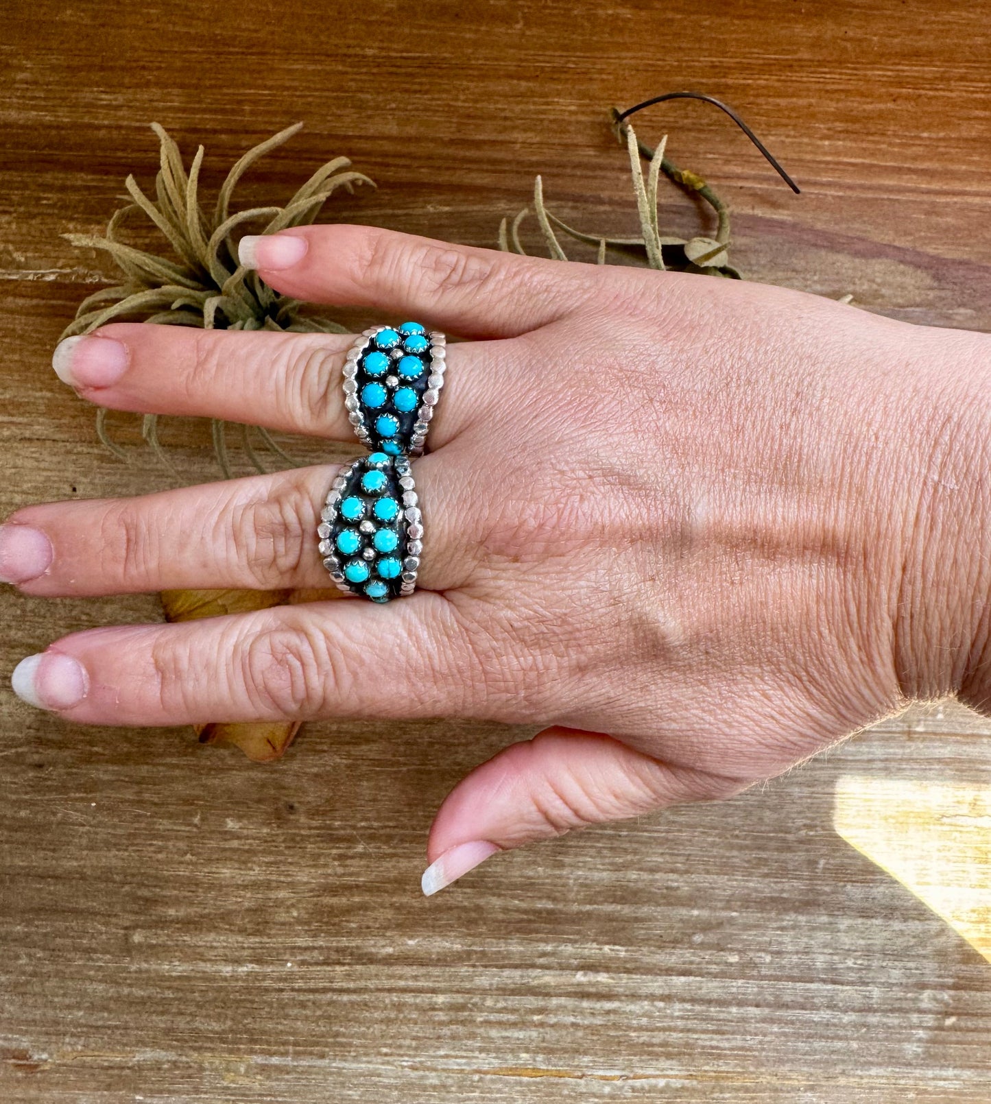 Multi-Stone Kingman Turquoise Ring – Roberta Begay – Size 7 or 9