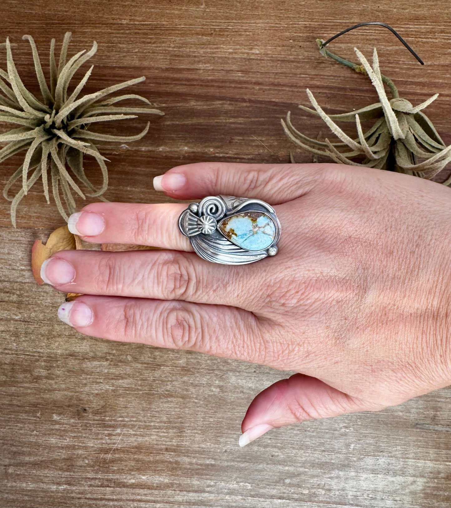 Golden Hill Turquoise Sterling Silver Ring – Size 9.5