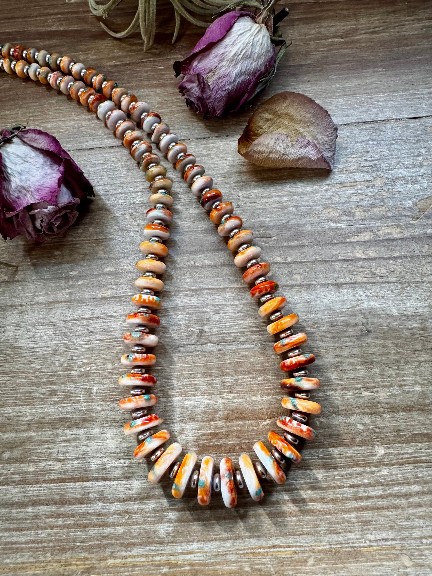 NFR Collection – Spiny Oyster & Turquoise with 6MM Sterling Silver Pearls – 32.5"