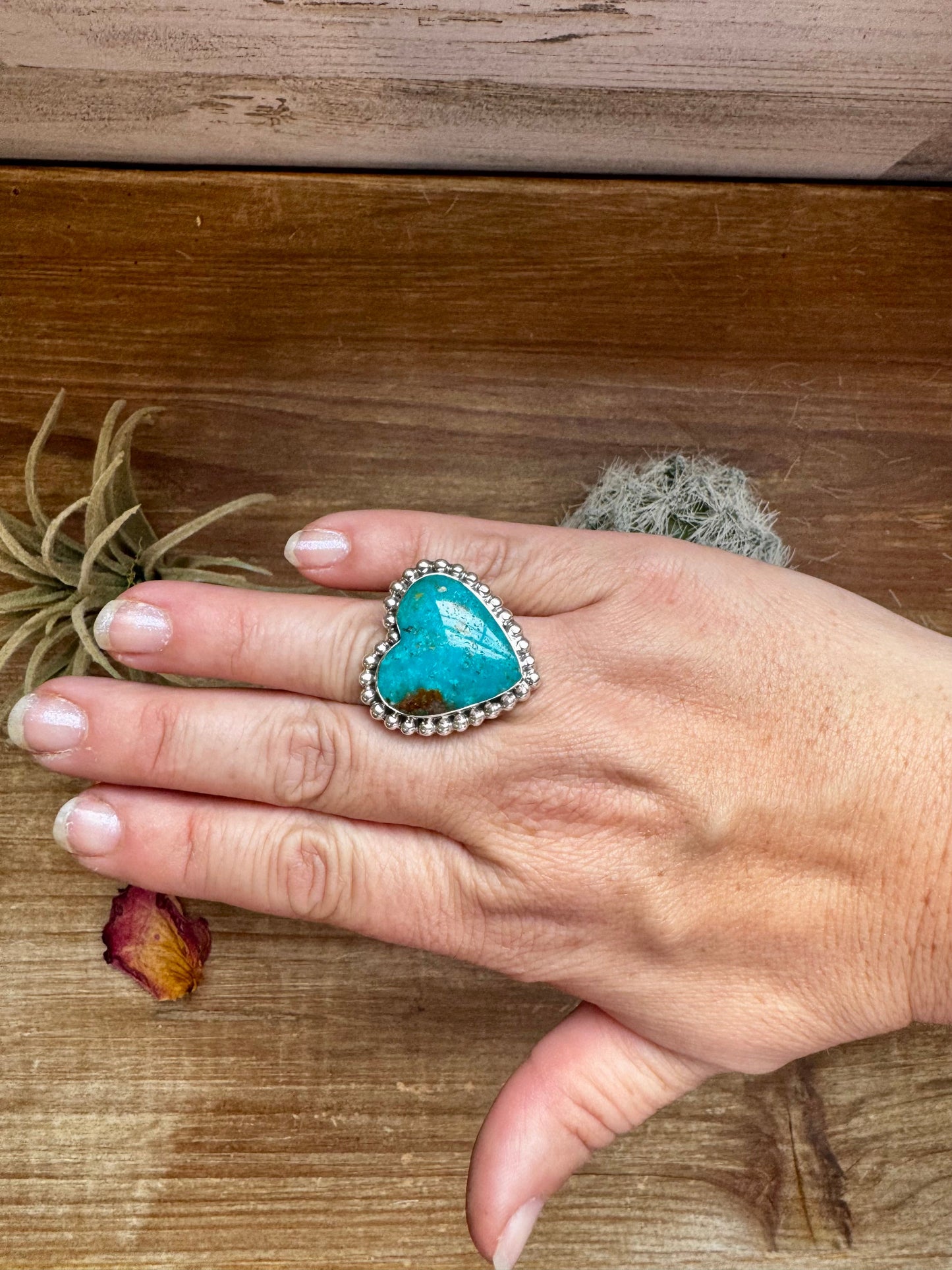 Heart Ring - size 8 - Kingman turquoise & sterling silver