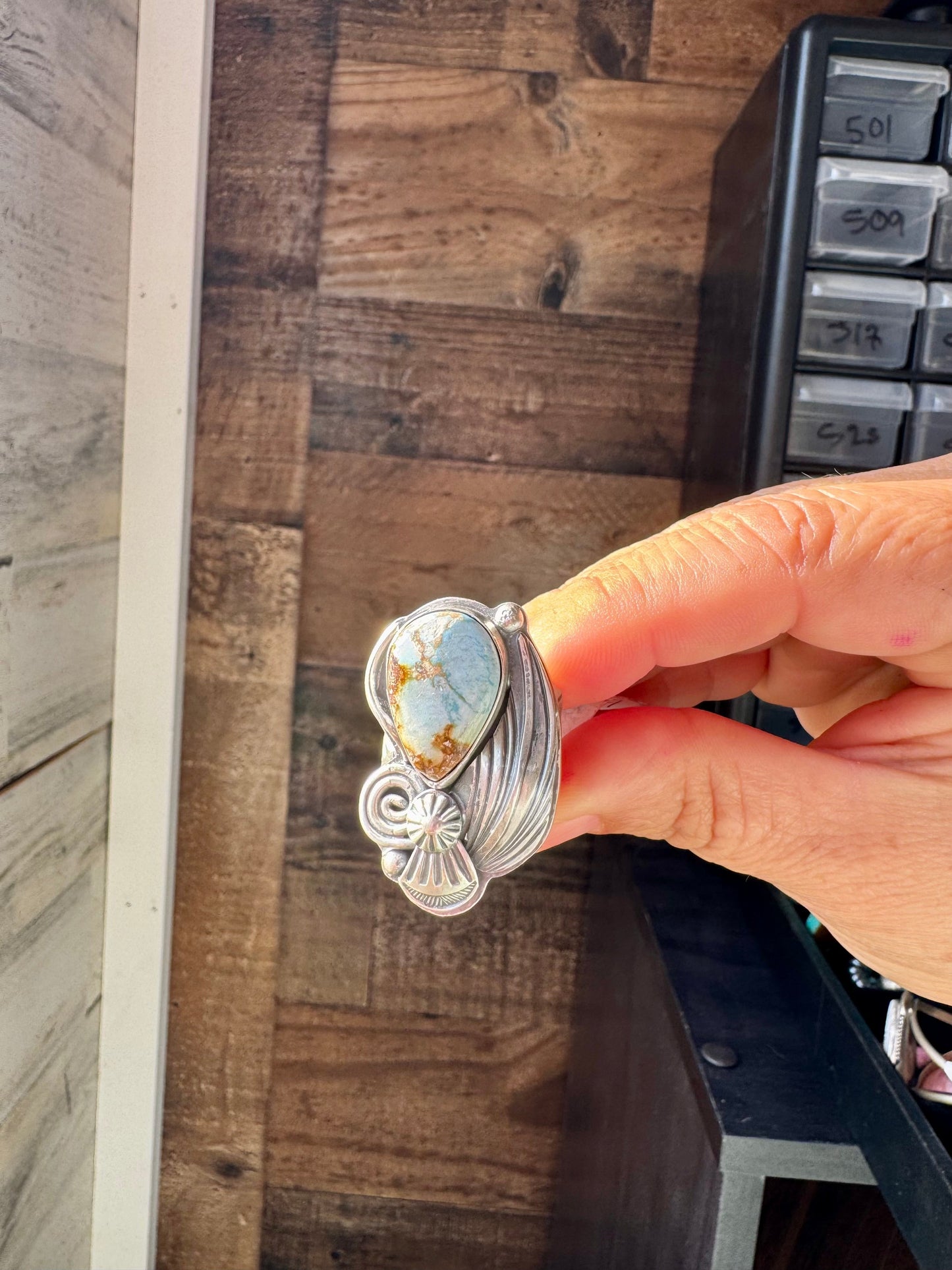 Golden Hill Turquoise Sterling Silver Ring – Size 9.5