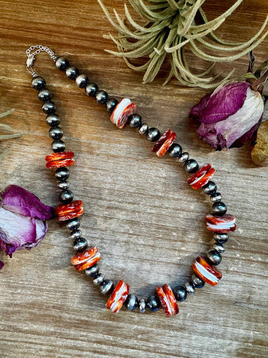 NFR Collection Necklace – 10MM with 20MM Red Spiny Oyster – 19"
