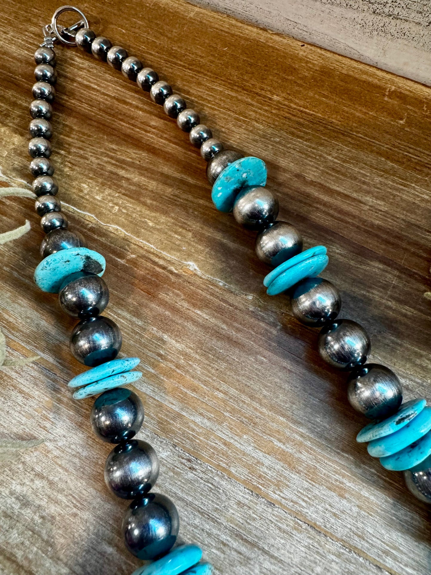 NFR Collection Necklace – 35 inch long 8mm & 14mm with 20mm Turquoise Rondelle