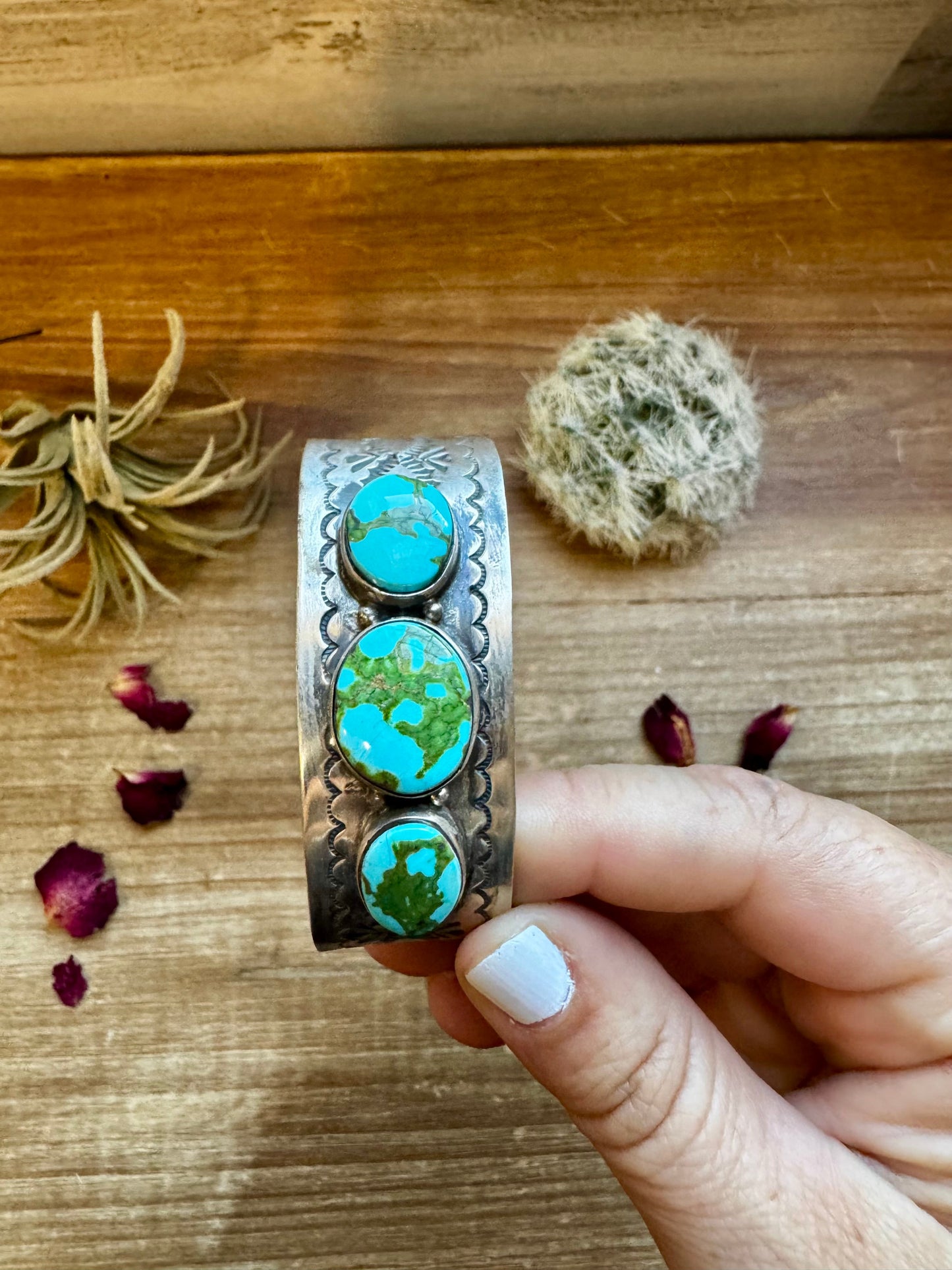 3 stone Sonoran Gold turquoise cuff