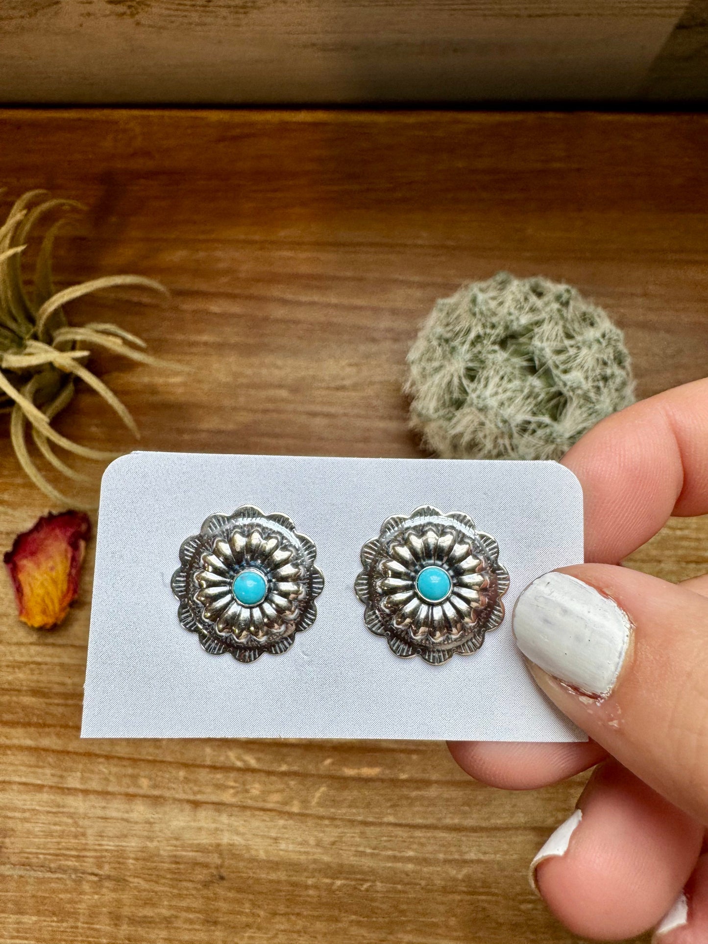 SS stud earrings with Kingman turquoise