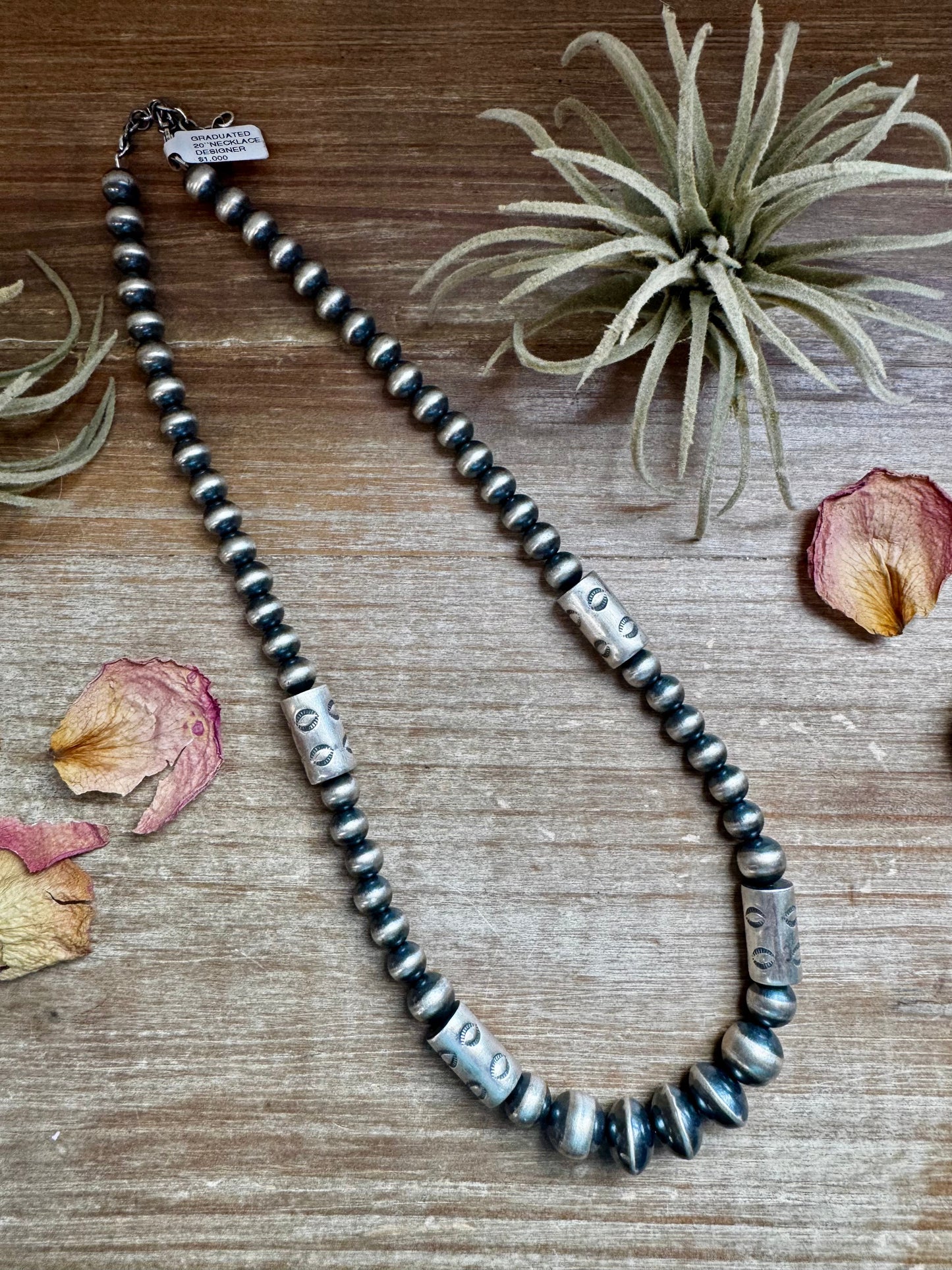 Sterling Silver Barrel Bead Necklace – 20”