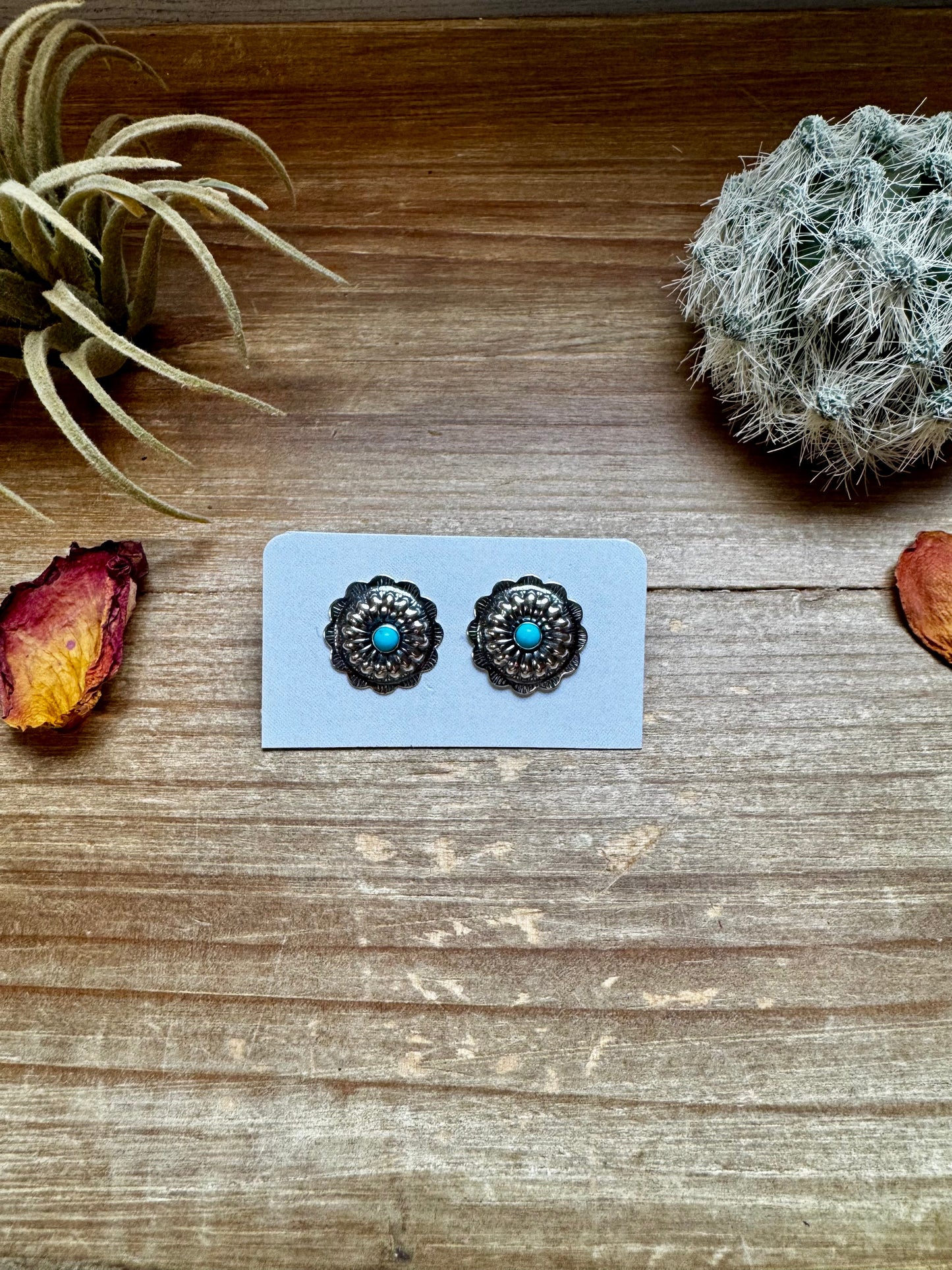 SS stud earrings with Kingman turquoise