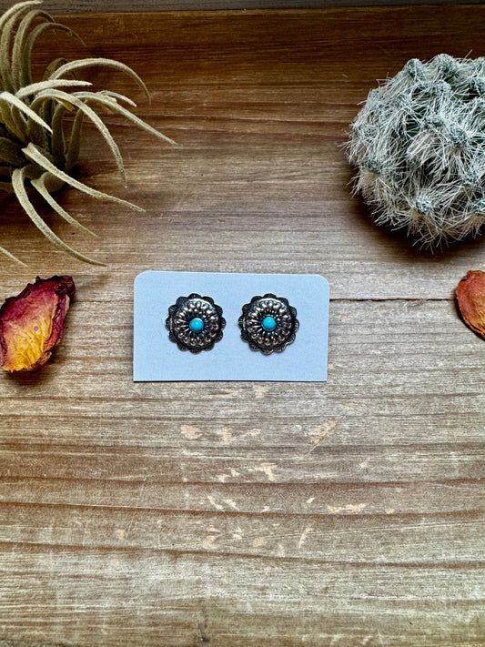 SS stud earrings with Kingman turquoise