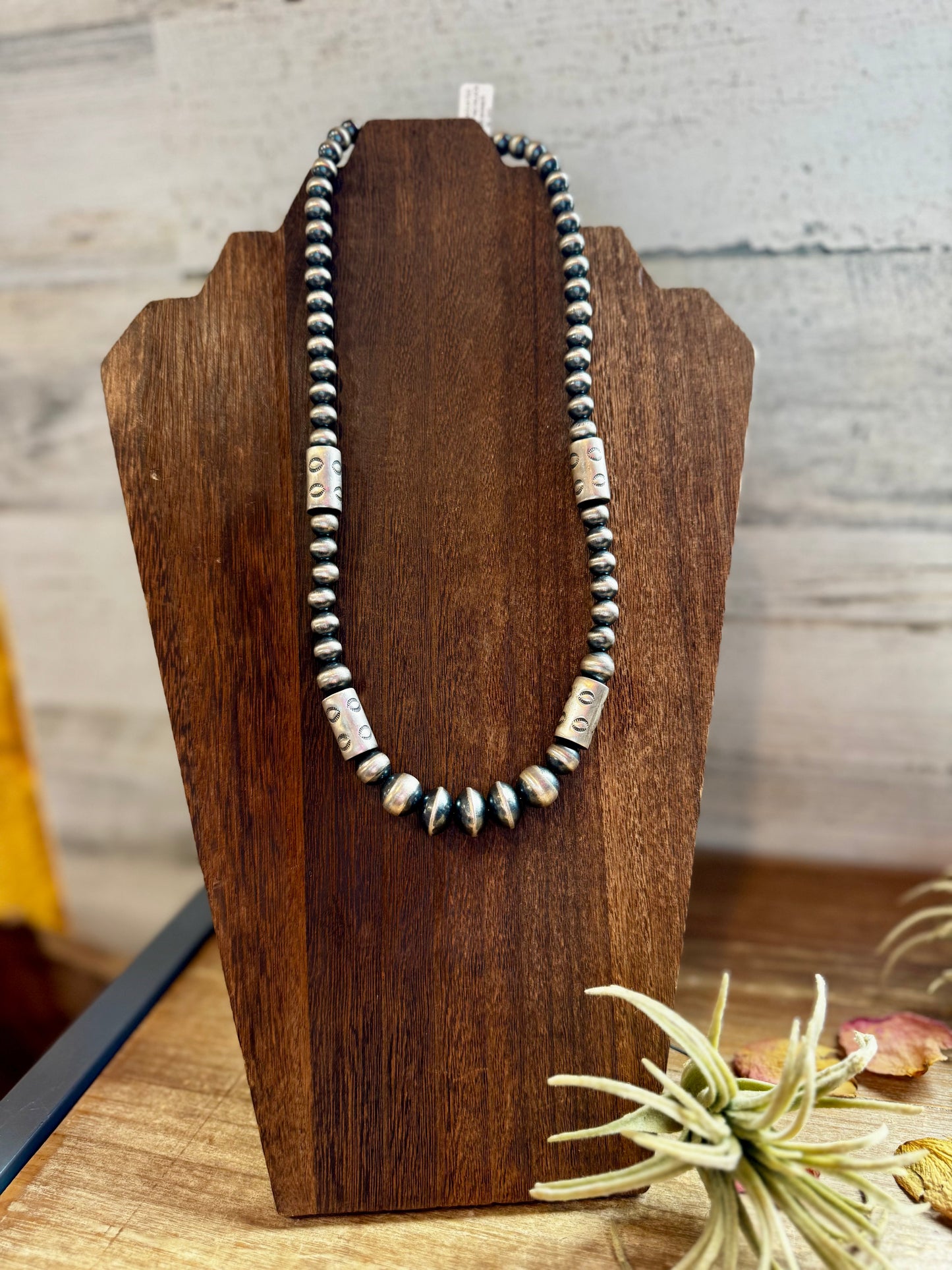 Sterling Silver Barrel Bead Necklace – 20”