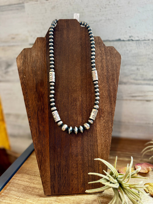 Sterling Silver Barrel Bead Necklace – 20”