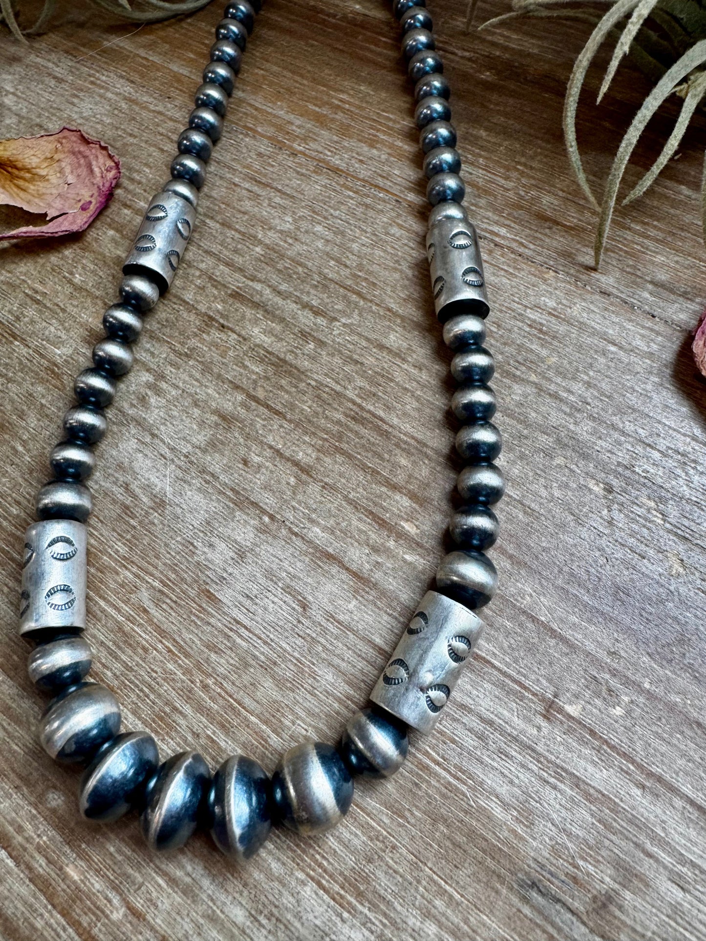 Sterling Silver Barrel Bead Necklace – 20”