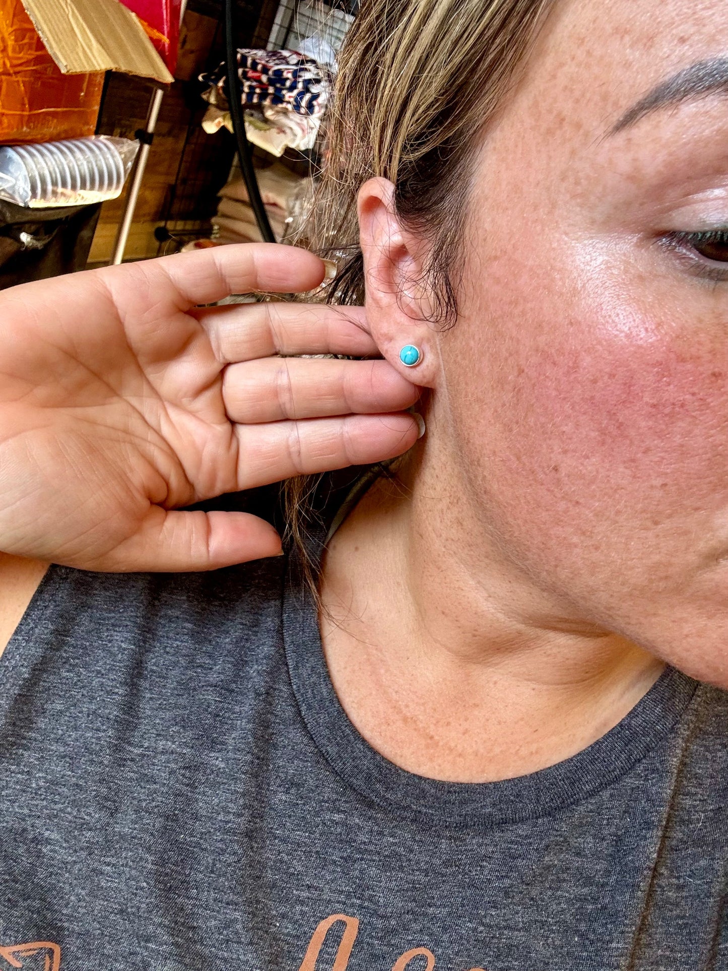 Mini turquoise stud earrings