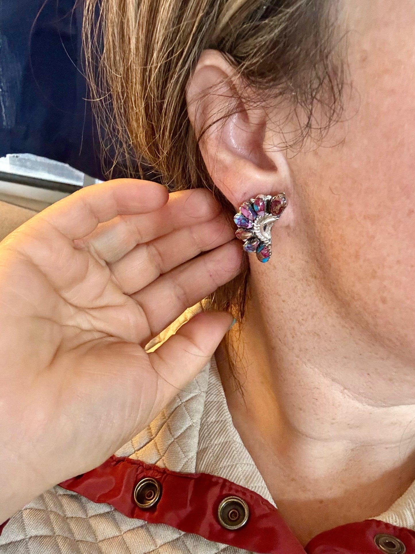 Half Cluster Earrings – Pink Dahlia