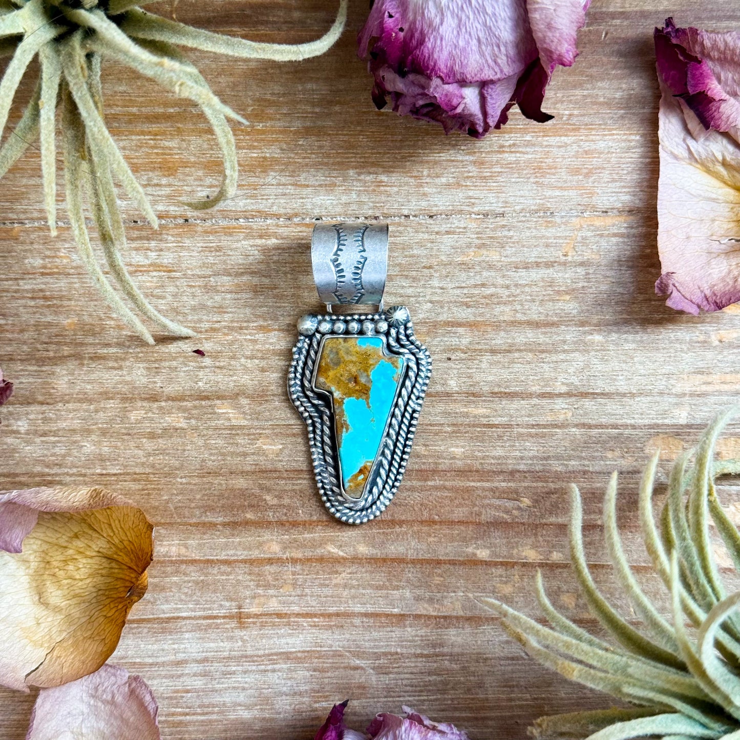 SS Kingman Turquoise Lightning Bolt Pendant – Made by Shay Pfeiffer