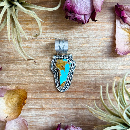 SS Kingman Turquoise Lightning Bolt Pendant – Made by Shay Pfeiffer