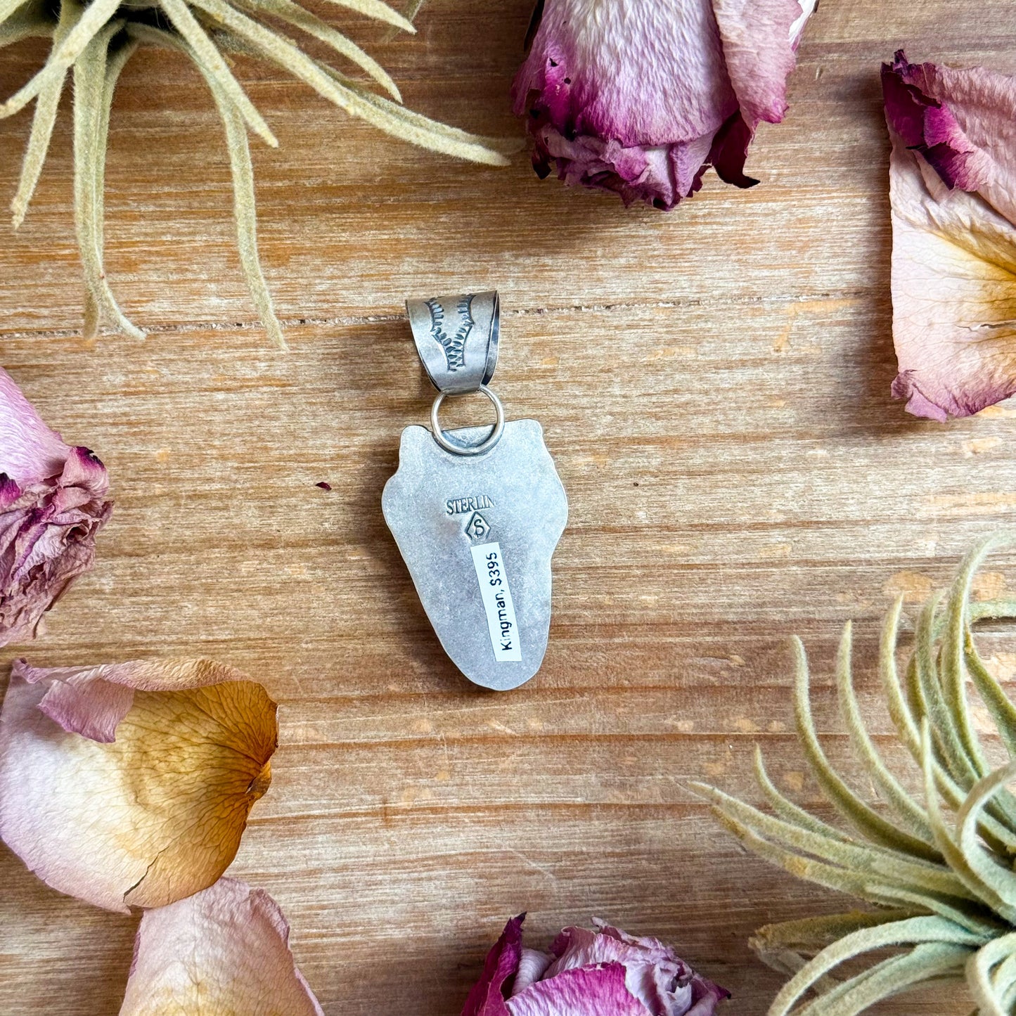 SS Kingman Turquoise Lightning Bolt Pendant – Made by Shay Pfeiffer