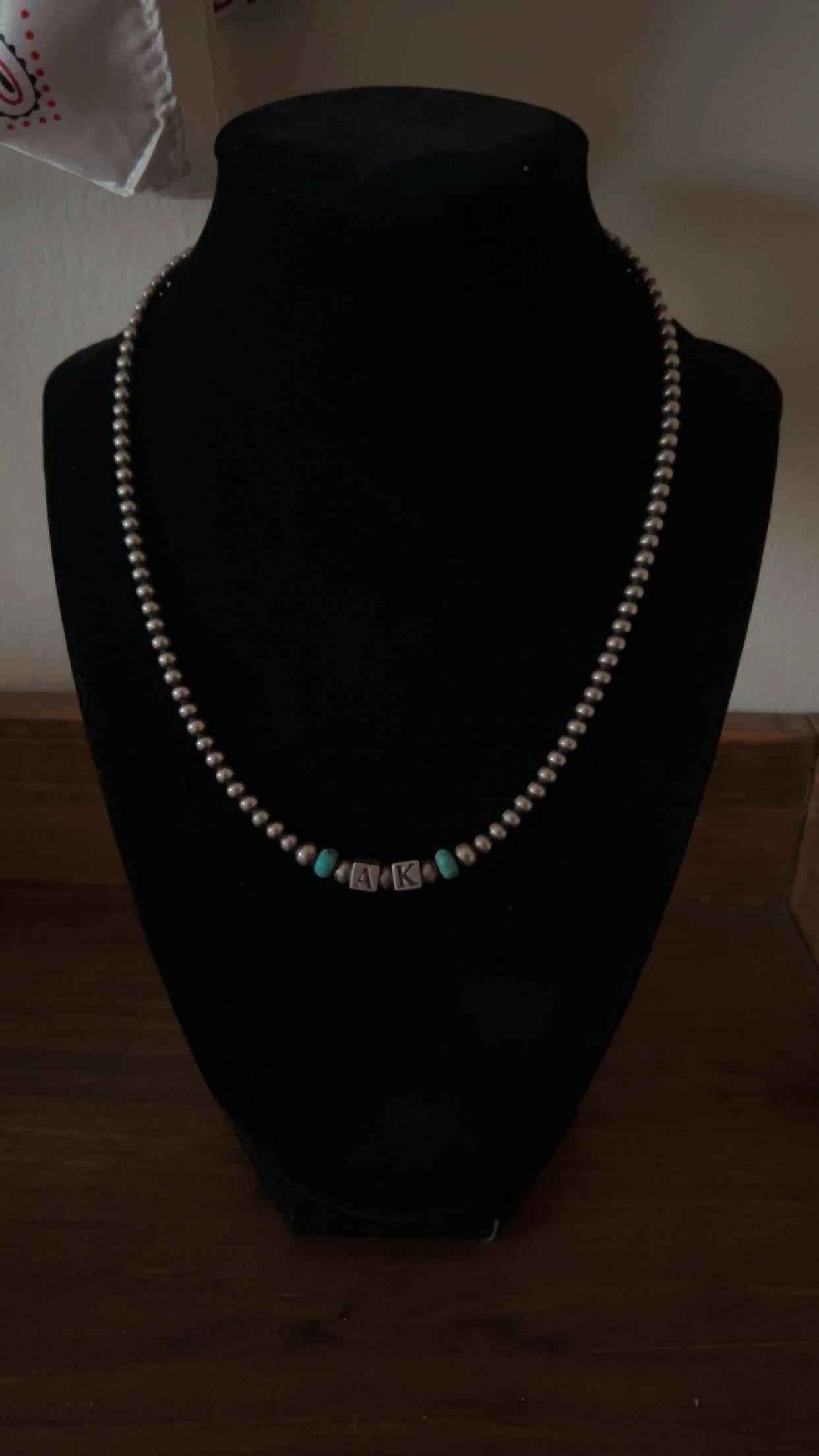 Initial pearls - 4MM/5MM with turquoise