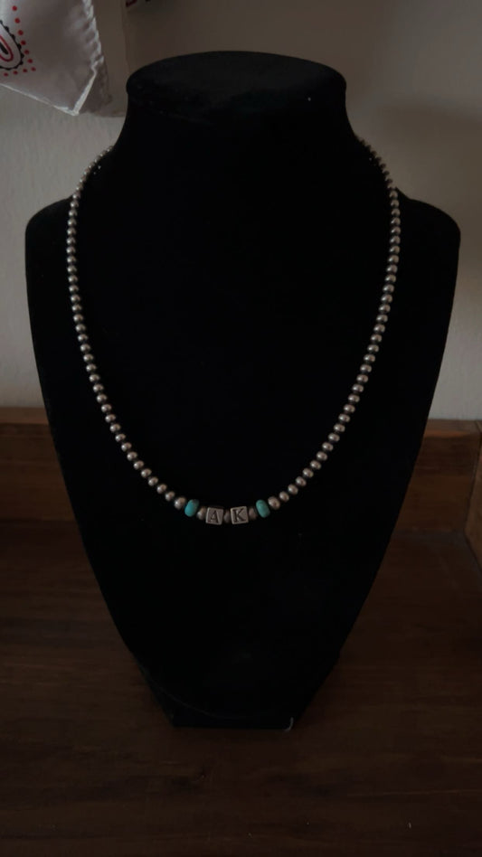 Initial pearls - 4MM/5MM with turquoise