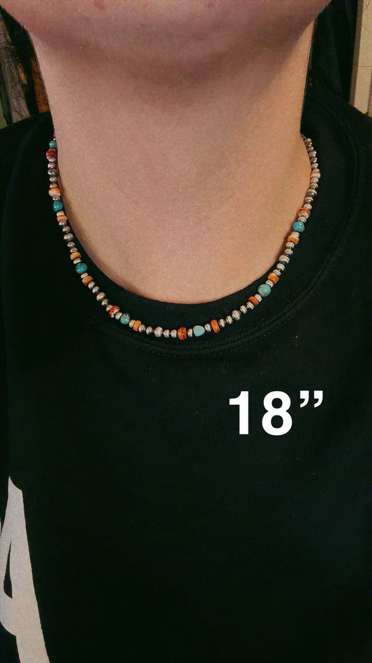 Turquoise/Orange Spiny 4MM/5MM (14-30”)